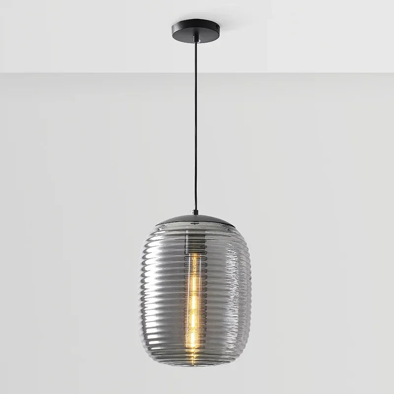 Miel Ribbed Oval Pendant Light Coal | Celestre