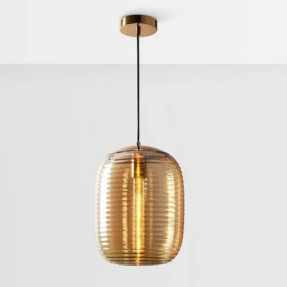 Miel Ribbed Oval Pendant Light Cognac | Celestre