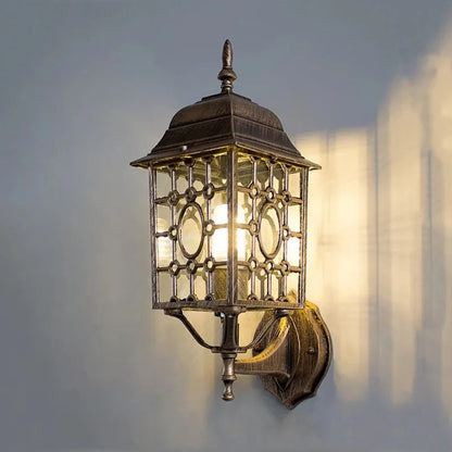 Anev Lantern Cage Outdoor Wall Light Bronze | Celestre