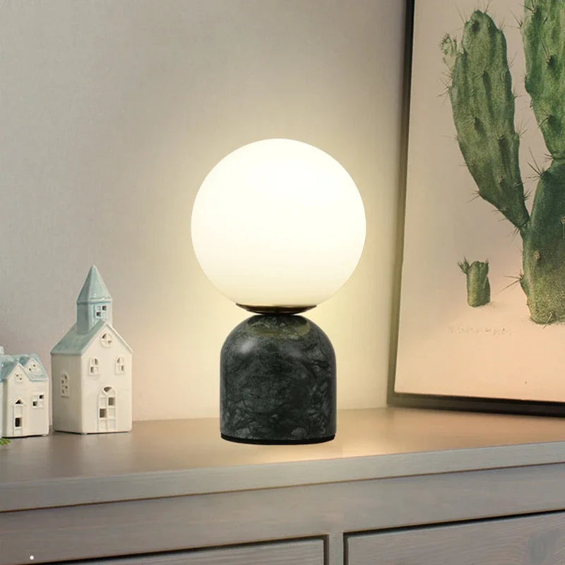 Alor Marble Dome Bedside Lamp Dark Green | Celestre