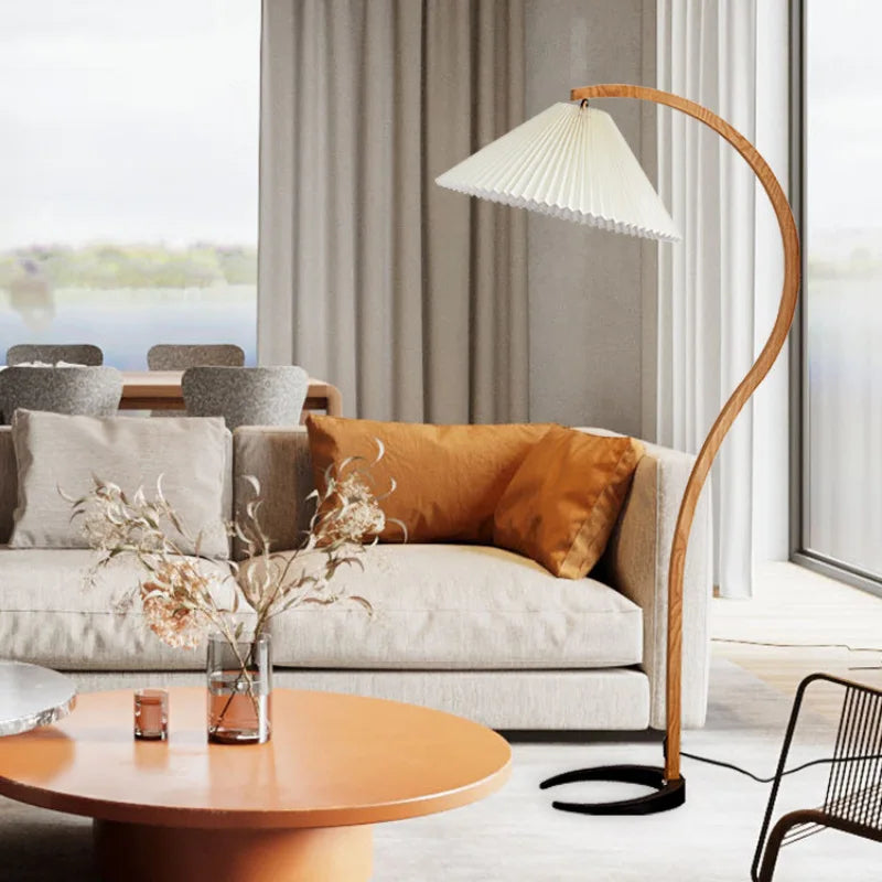 Kera Wooden Arc Floor Lamp White | Celestre