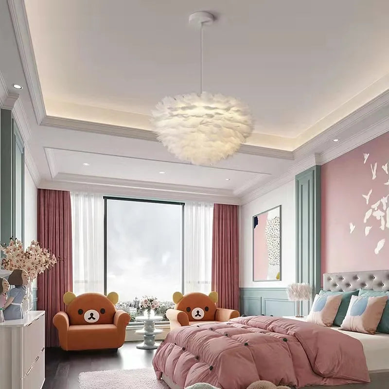 Zere Feather Round Pendant Light | Celestre