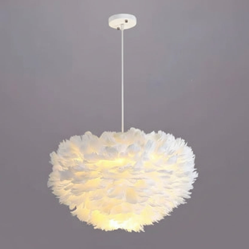 Zere Feather Round Pendant Light White | Celestre