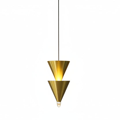 Lyri Multilayer Tiered Cone Pendant Light Gold 2 Heads | Celestre