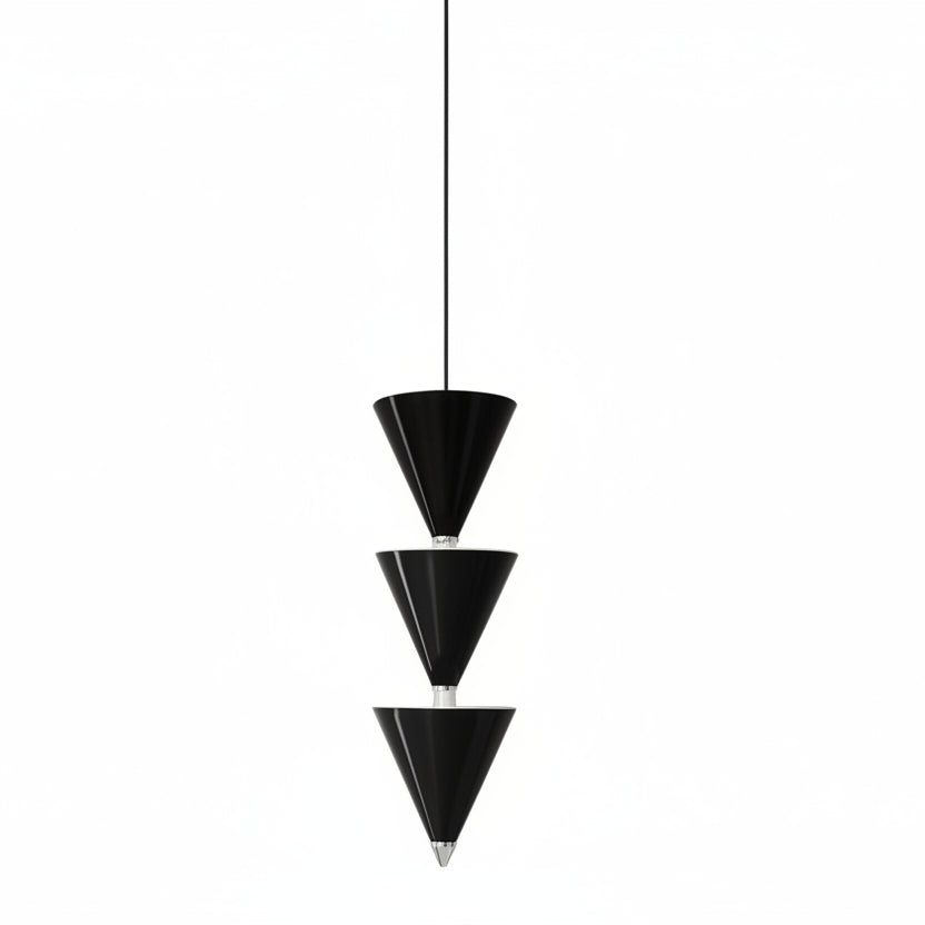 Lyri Multilayer Tiered Cone Pendant Light Black 3 Heads | Celestre