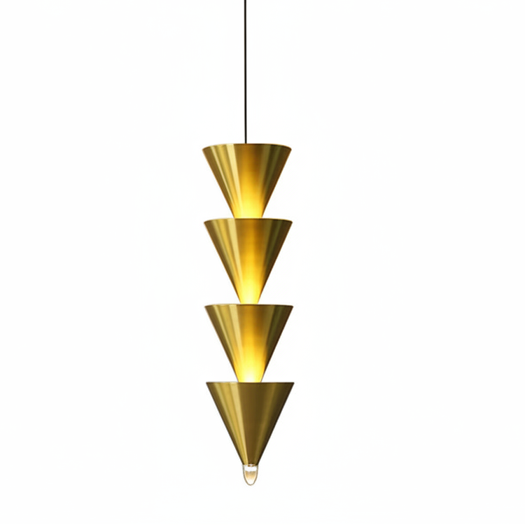 Lyri Multilayer Tiered Cone Pendant Light Gold 4 Heads | Celestre