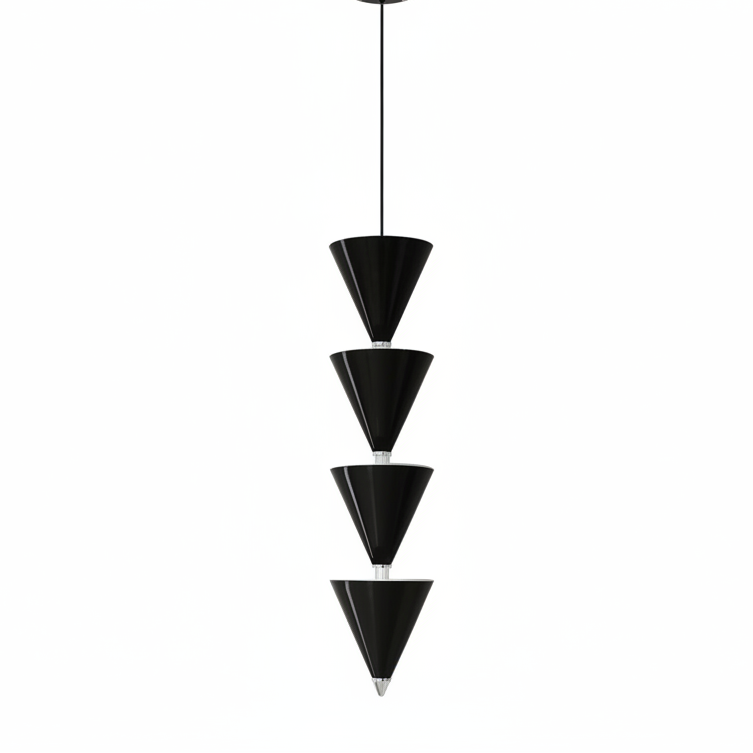 Lyri Multilayer Tiered Cone Pendant Light Black 4 Heads | Celestre