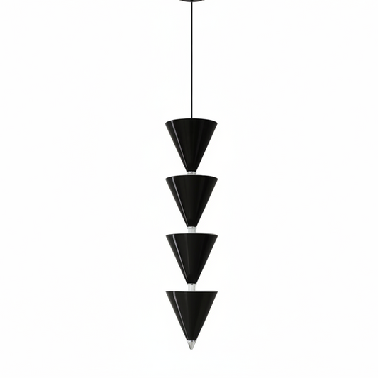 Lyri Multilayer Tiered Cone Pendant Light Black 4 Heads | Celestre