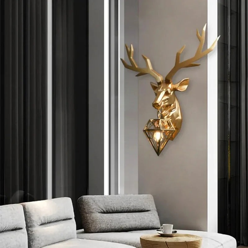 Meri Stag Head Wall Light Gold Small | Celestre