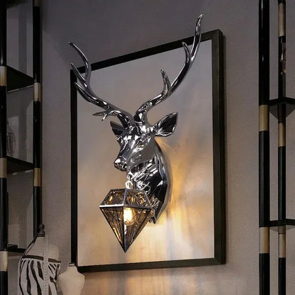 Meri Stag Head Wall Light Silver Large | Celestre