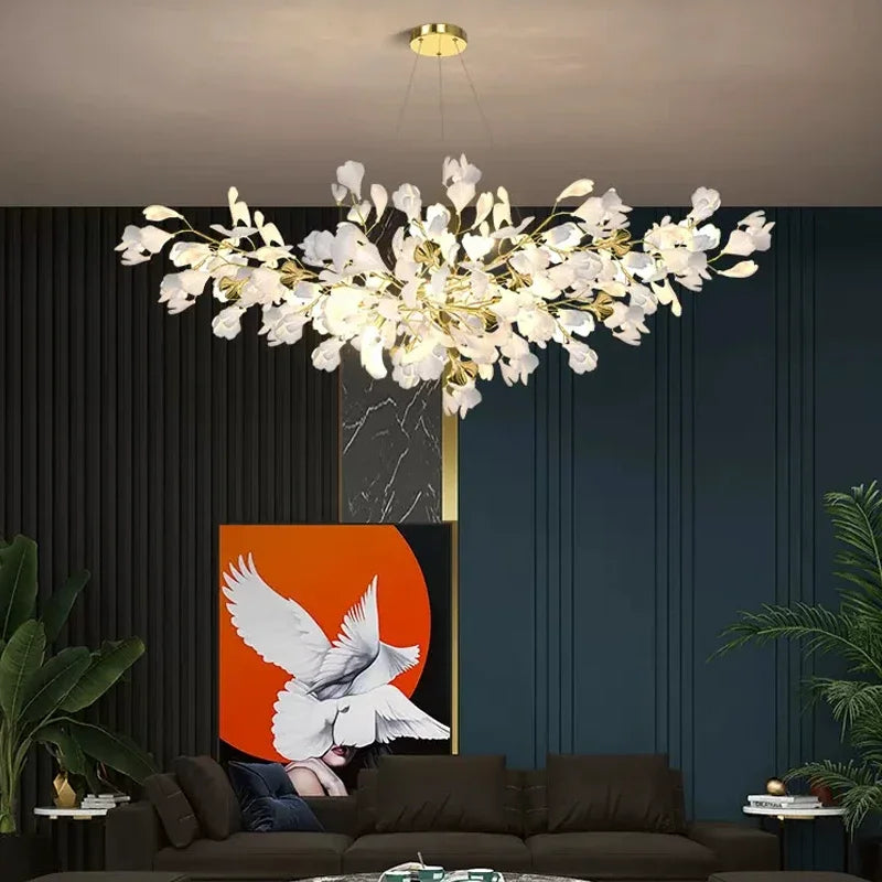 Sevra Gingko Leaf Ceramic Chandelier L 150 cm | Celestre