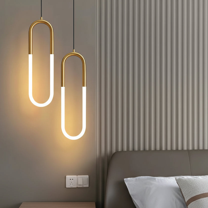 Jiva U Loop Pendant Light Gold 2 Heads | Celestre