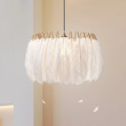 Gini Round Ostrich Plumes Pendant Light | Celestre