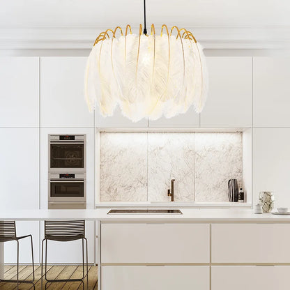 Gini Round Ostrich Plumes Pendant Light | Celestre