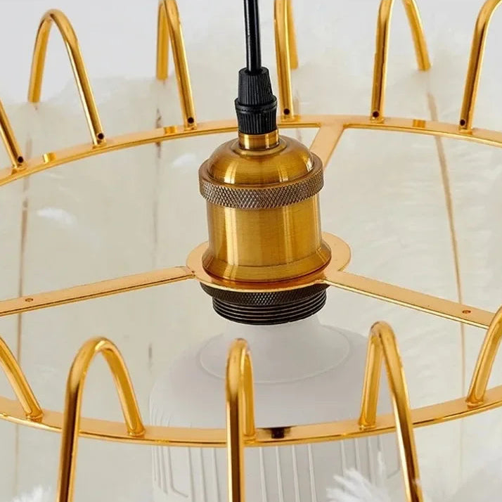 Gini Round Ostrich Plumes Pendant Light | Celestre
