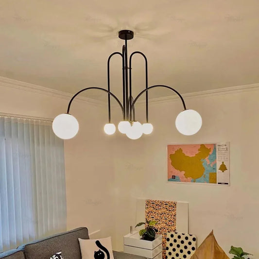 Niva Nordic Swoop-Arm Chandelier Black D 100 x H 85 | Celestre