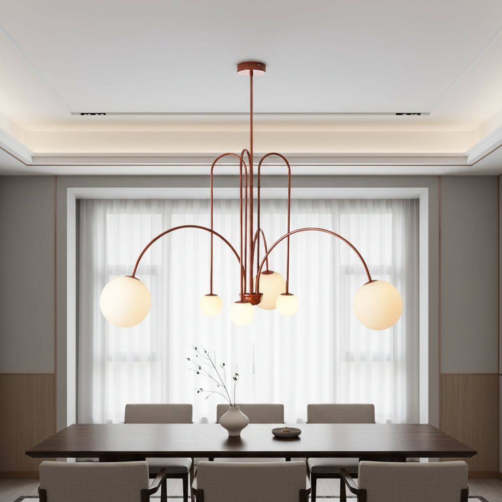 Niva Nordic Swoop-Arm Chandelier Red D 130 x H 100 | Celestre