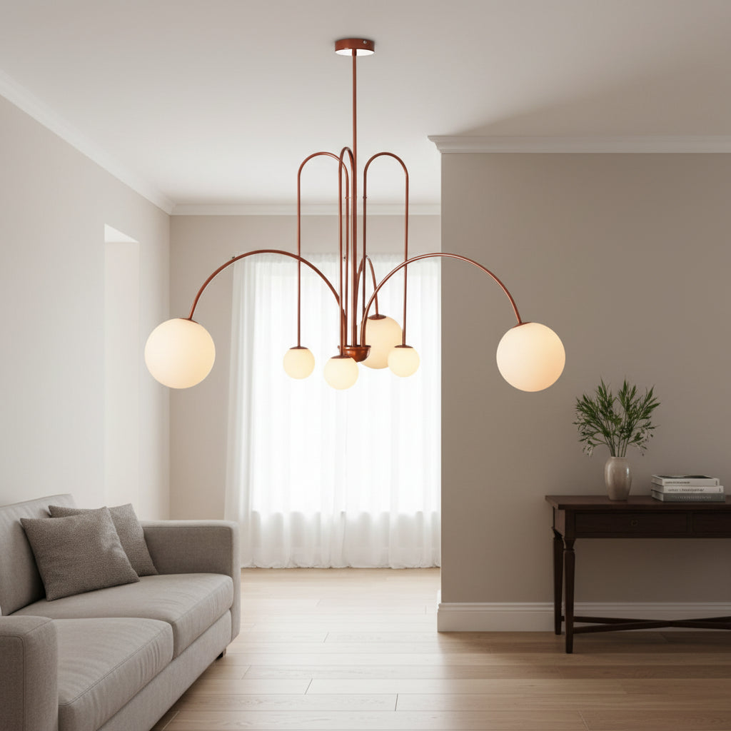 Niva Nordic Swoop-Arm Chandelier Red D 100 x H 85 | Celestre
