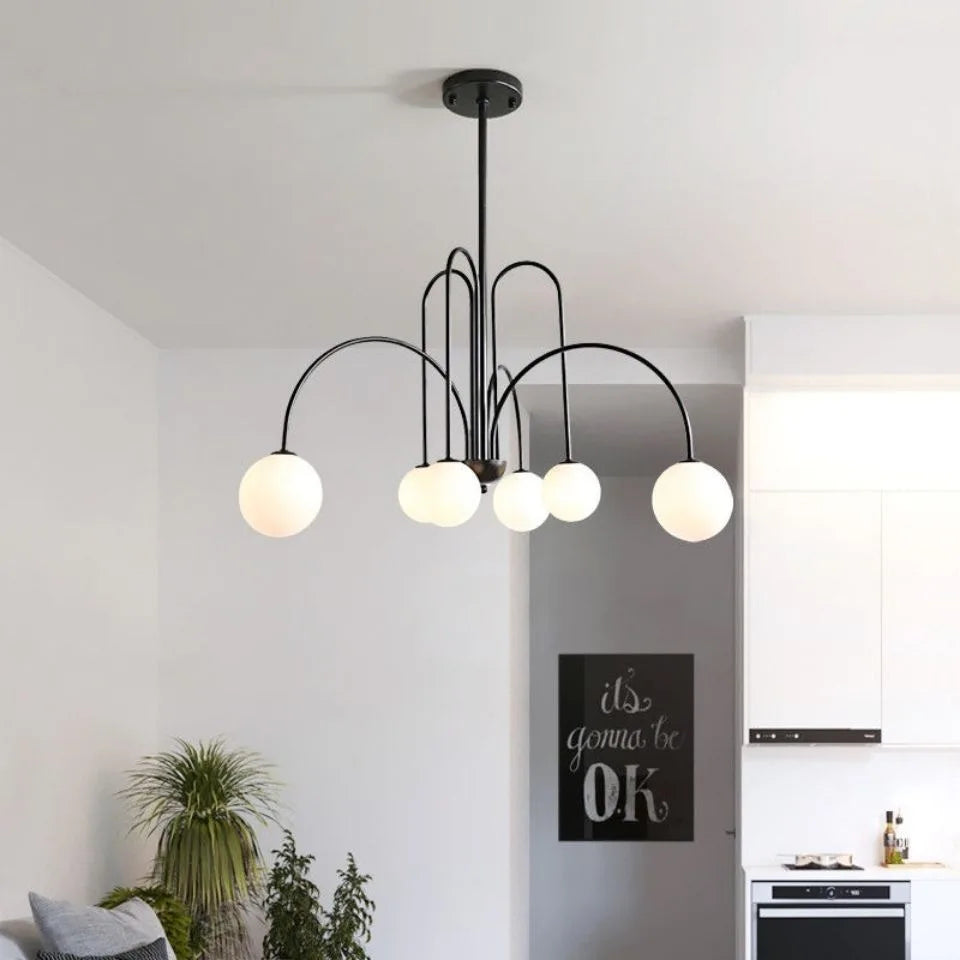 Niva Nordic Swoop-Arm Chandelier Black D 70 x H 85 | Celestre