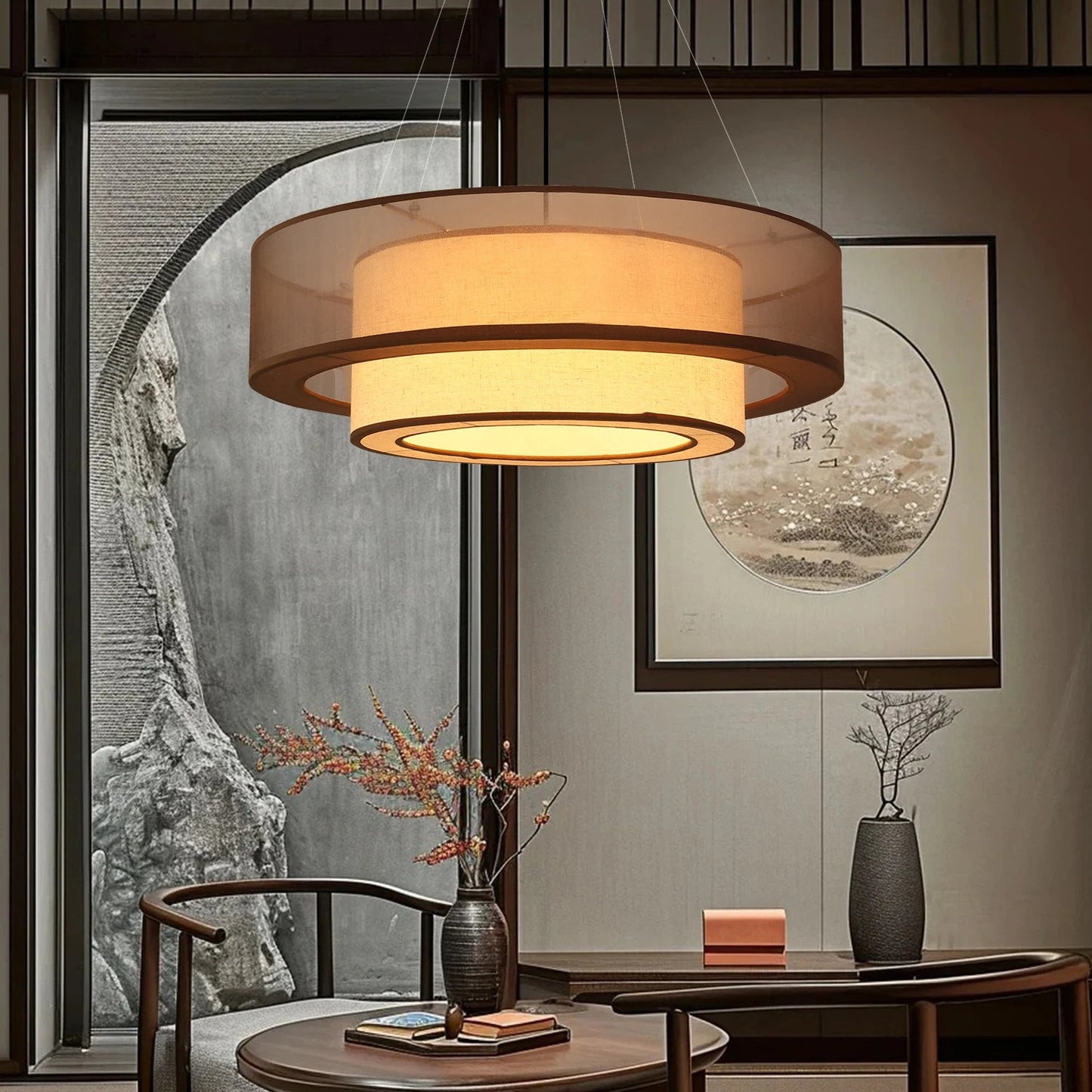 Pora Drum Layered Pendant Light D 50 cm | Celestre
