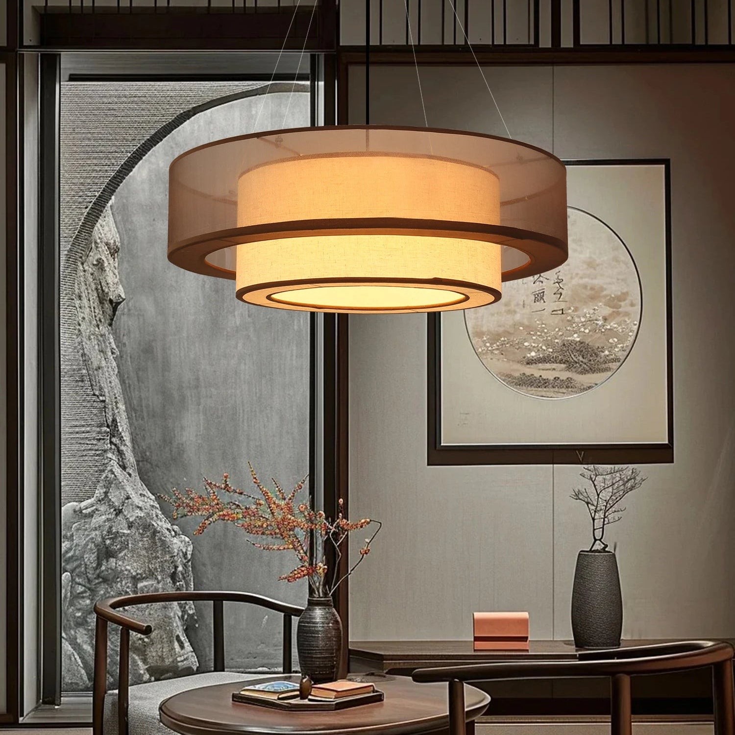 Pora Drum Layered Pendant Light D 50 cm | Celestre