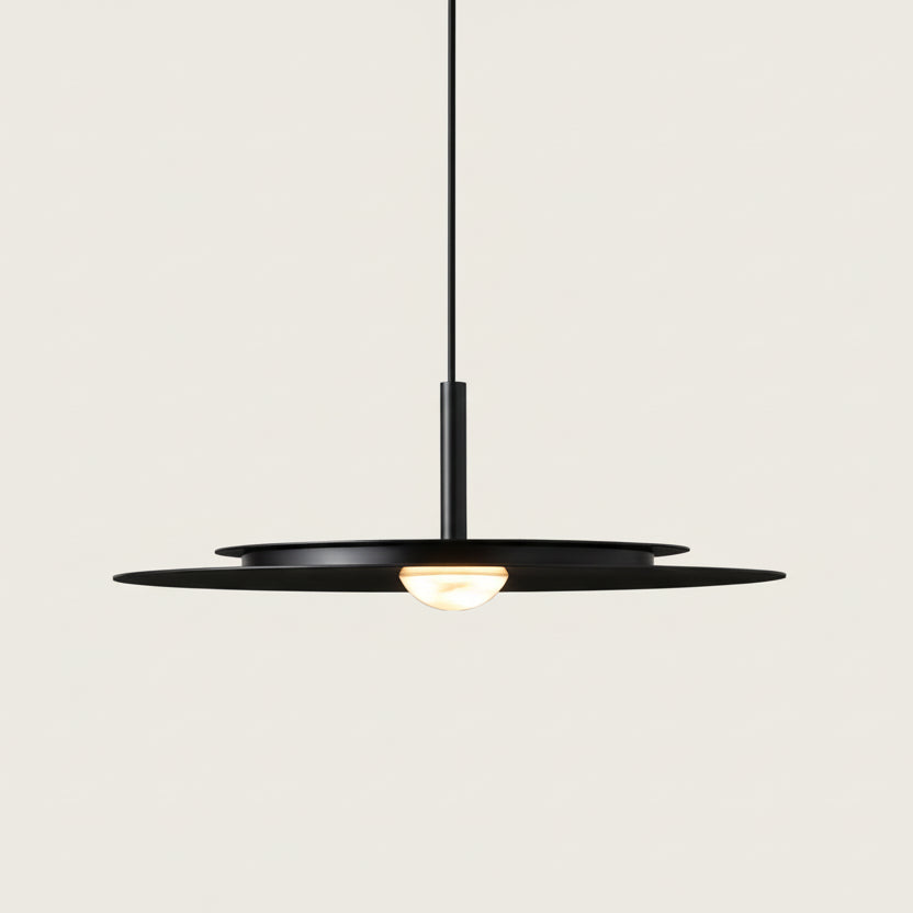 Virro Slim Round Disc Pendant Light Black D 28 cm | Celestre