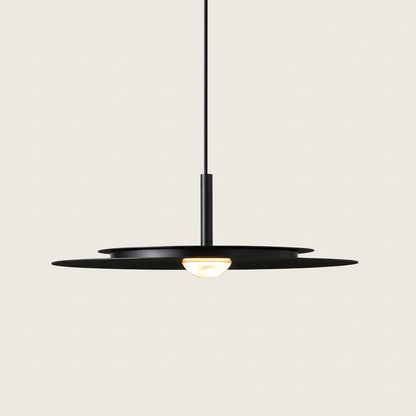 Virro Slim Round Disc Pendant Light Black D 28 cm | Celestre