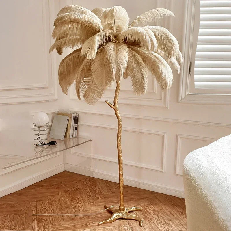 Virel Feather Floor Lamp Khaki | Celestre