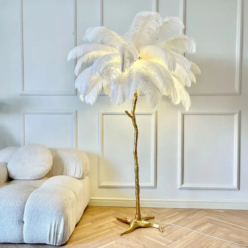 Virel Feather Floor Lamp White | Celestre