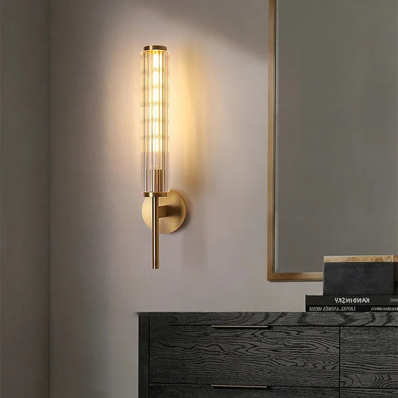 Voel Tubular Fluted Glass Wall Light | Celestre
