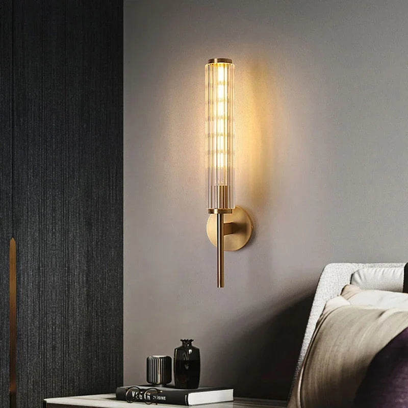 Voel Tubular Fluted Glass Wall Light Natural | Celestre