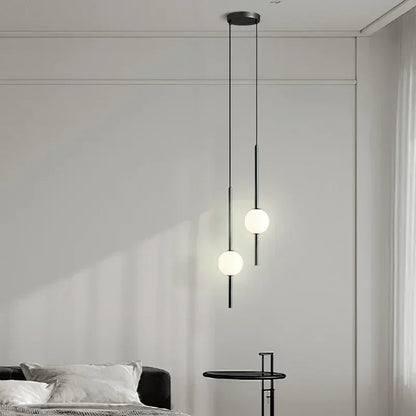 Olure Glass Ball Pendant Light Black 2 Heads | Celestre