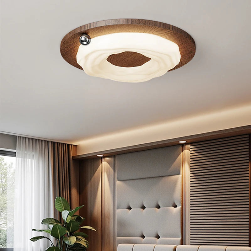 Lami Round Wavy Ceiling Light Wood Grain | Celestre