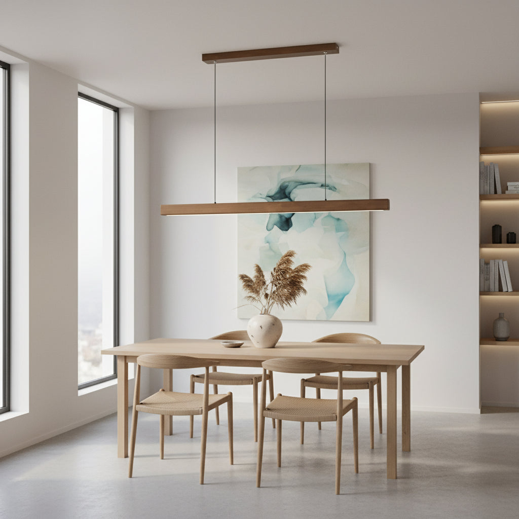 Ivalo Wood LED Linear Pendant Light Walnut 100 cm | Celestre