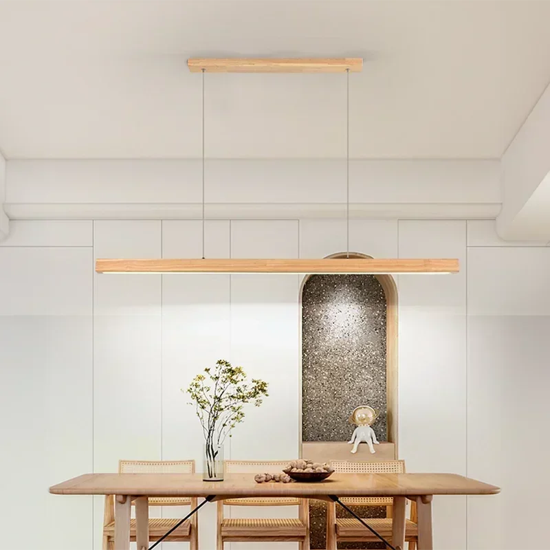 Ivalo Wood LED Linear Pendant Light Log Wood 120 cm | Celestre
