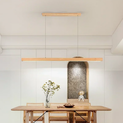 Ivalo Wood LED Linear Pendant Light Log Wood 120 cm | Celestre