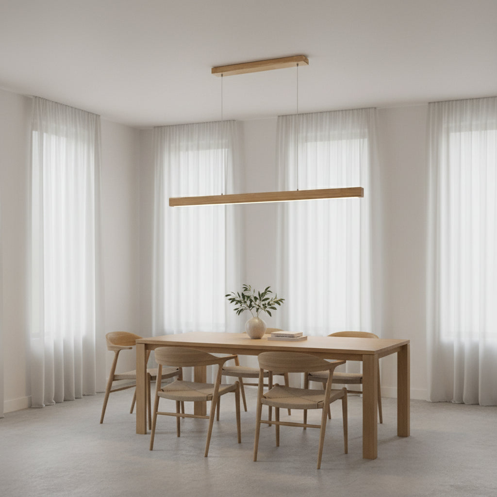 Ivalo Wood LED Linear Pendant Light Log Wood 100 cm | Celestre