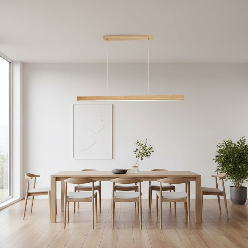 Ivalo Wood LED Linear Pendant Light Log Wood 80 cm | Celestre