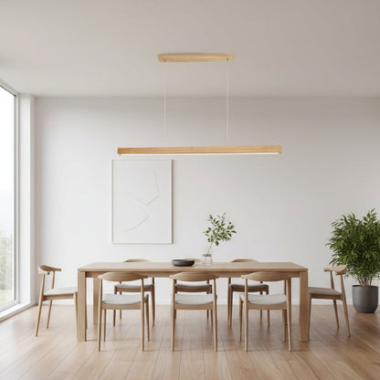 Ivalo Wood LED Linear Pendant Light Log Wood 80 cm | Celestre