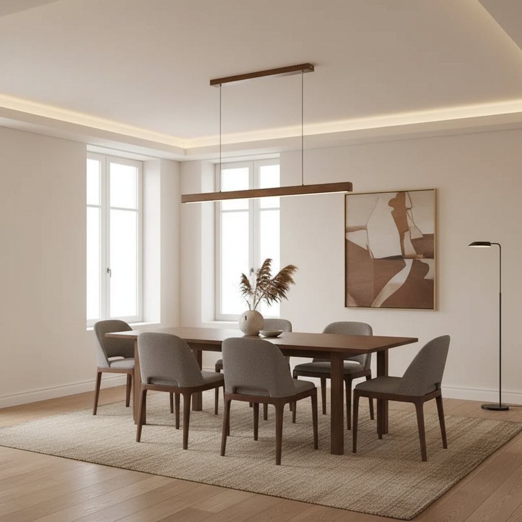 Ivalo Wood LED Linear Pendant Light Walnut | Celestre