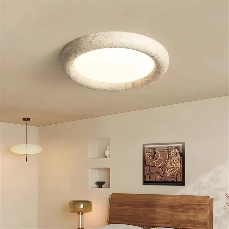 Erzo Round Travertine Ceiling Light Dia 38 cm | Celestre
