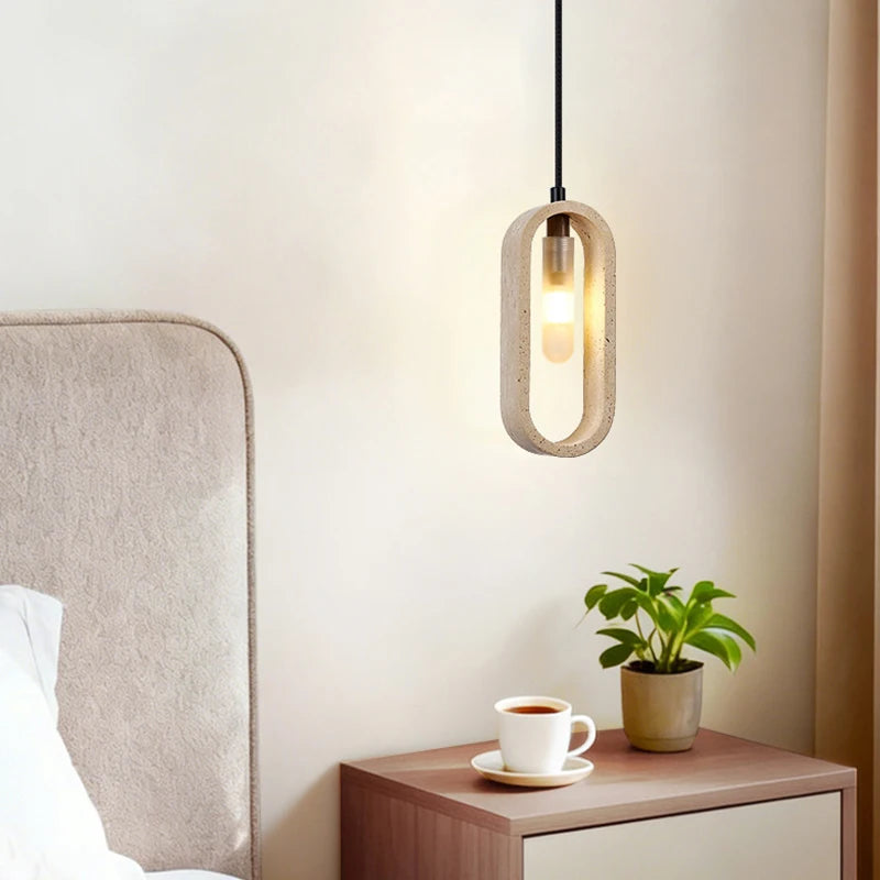 Auro Travertine Oval Pendant Light | Celestre