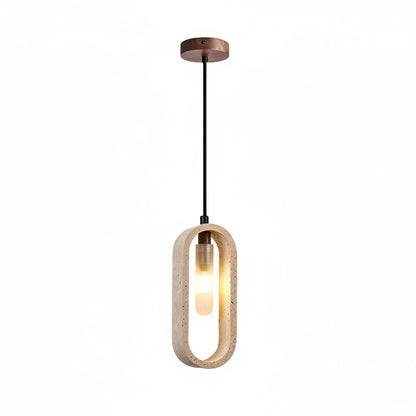 Auro Travertine Oval Pendant Light Default | Celestre
