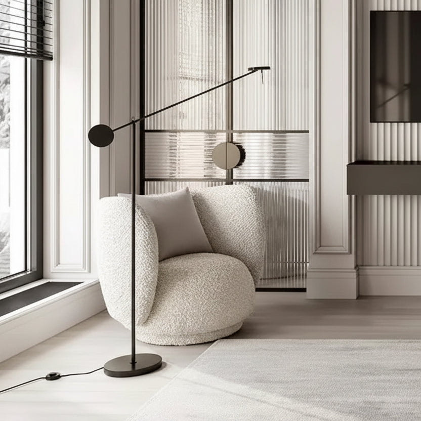 Zira Swing Arm Disc Floor Lamp | Celestre