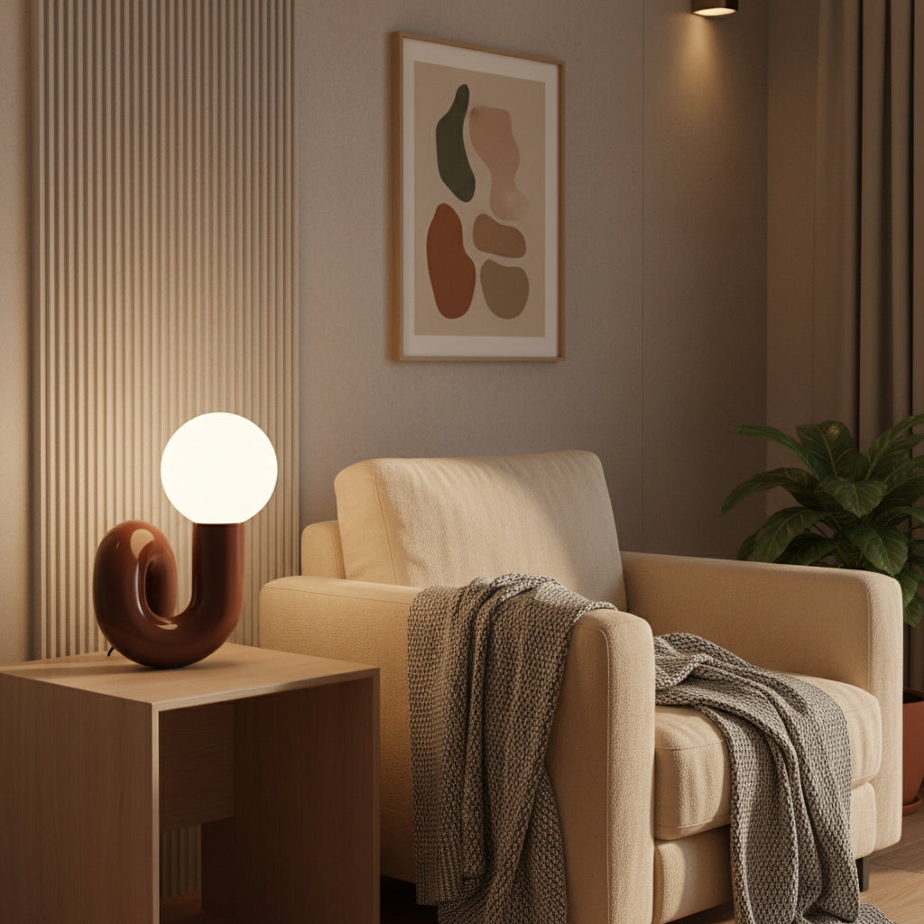 Hevel Nordic Twisted Table Lamp Burgundy | Celestre