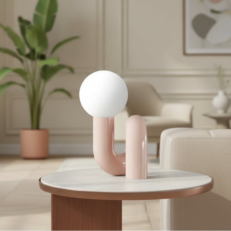 Hevel Nordic Twisted Table Lamp Pink | Celestre