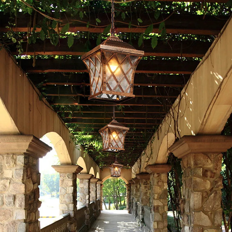 Tyve Crisscross Outdoor Pendant Light Bronze | Celestre