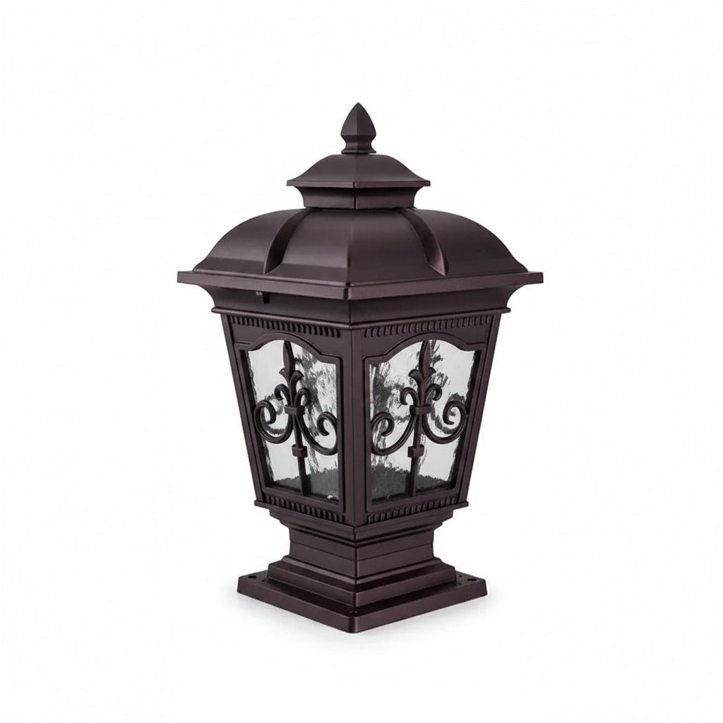 Jyra Pagoda Style Scrollwork Pillar Light Coffee | Celestre