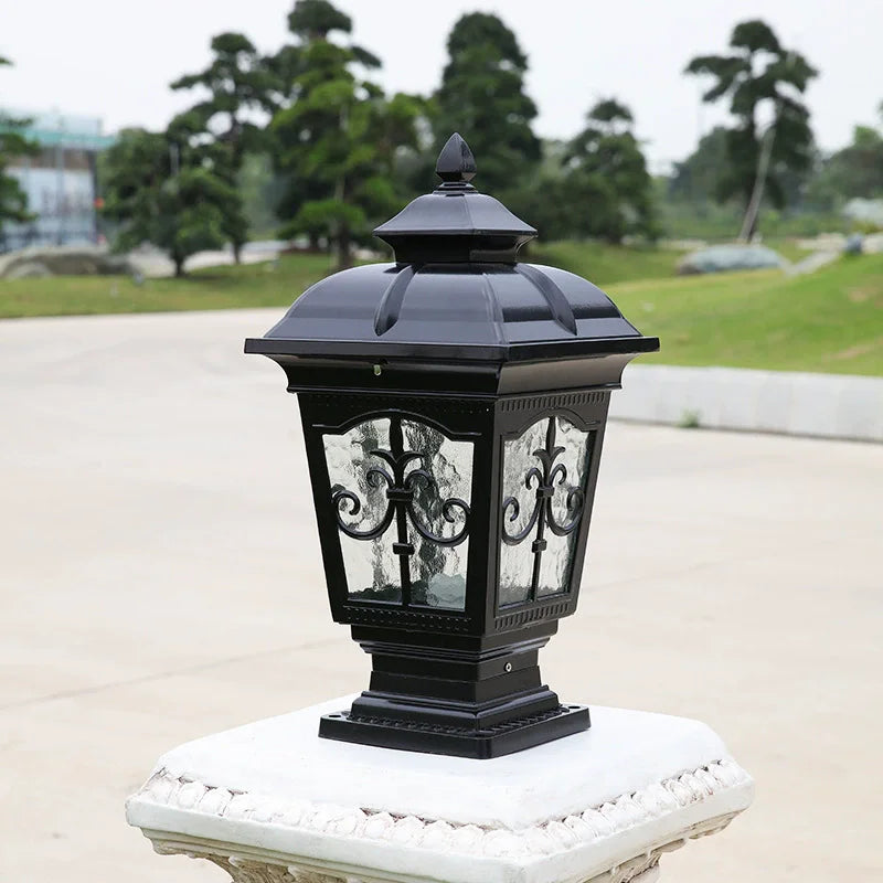 Jyra Pagoda Style Scrollwork Pillar Light Black | Celestre