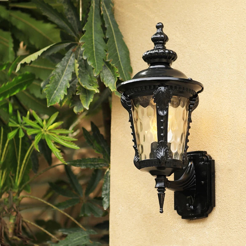 Jira Lantern Scrollwork Outdoor Wall Light Black | Celestre